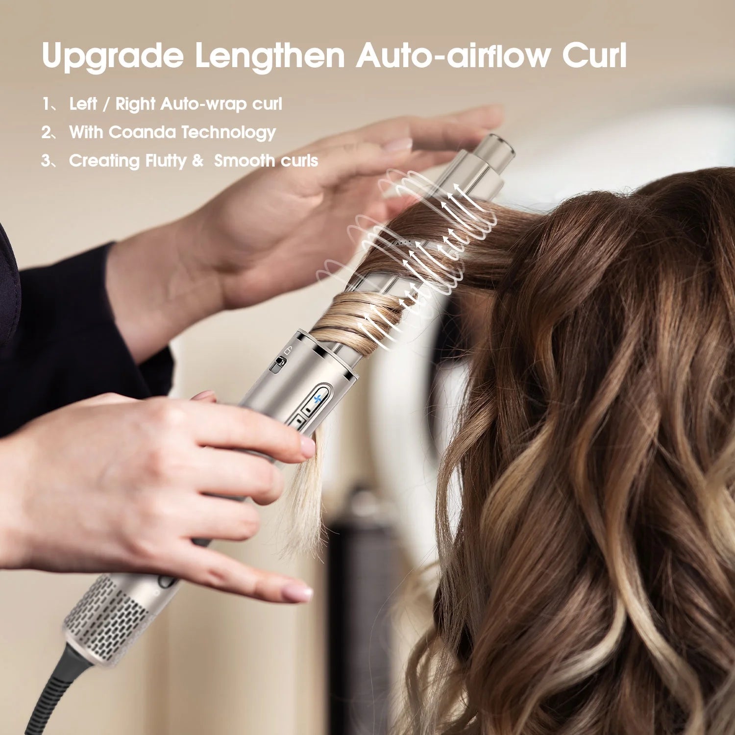 Fentgo 5 in 1 Hair Styler - Hair Dryer Brush with 110,000RMP, Ionic Hot Air Brush Hair Styler All in One Multi-Styler