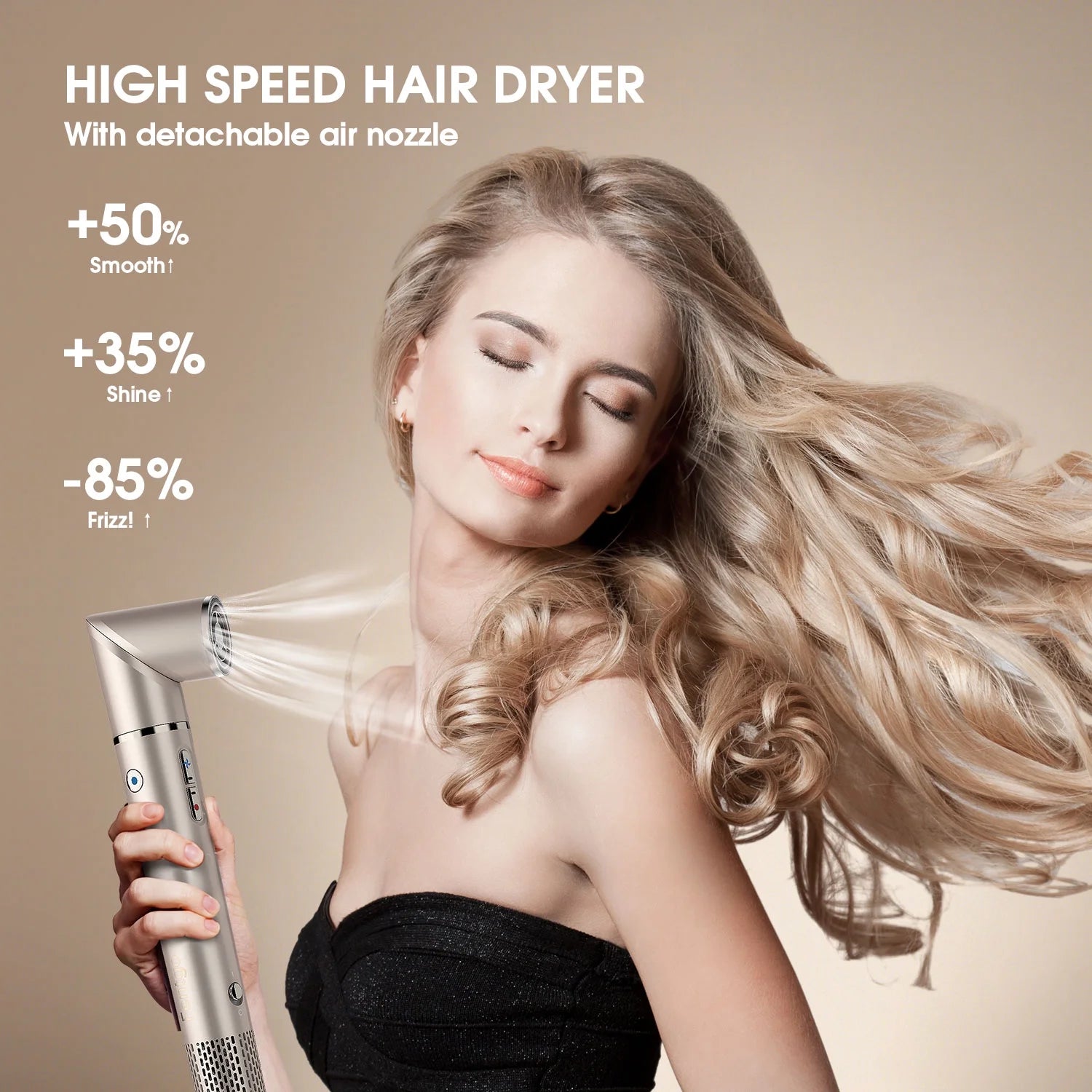 Fentgo 5 in 1 Hair Styler - Hair Dryer Brush with 110,000RMP, Ionic Hot Air Brush Hair Styler All in One Multi-Styler