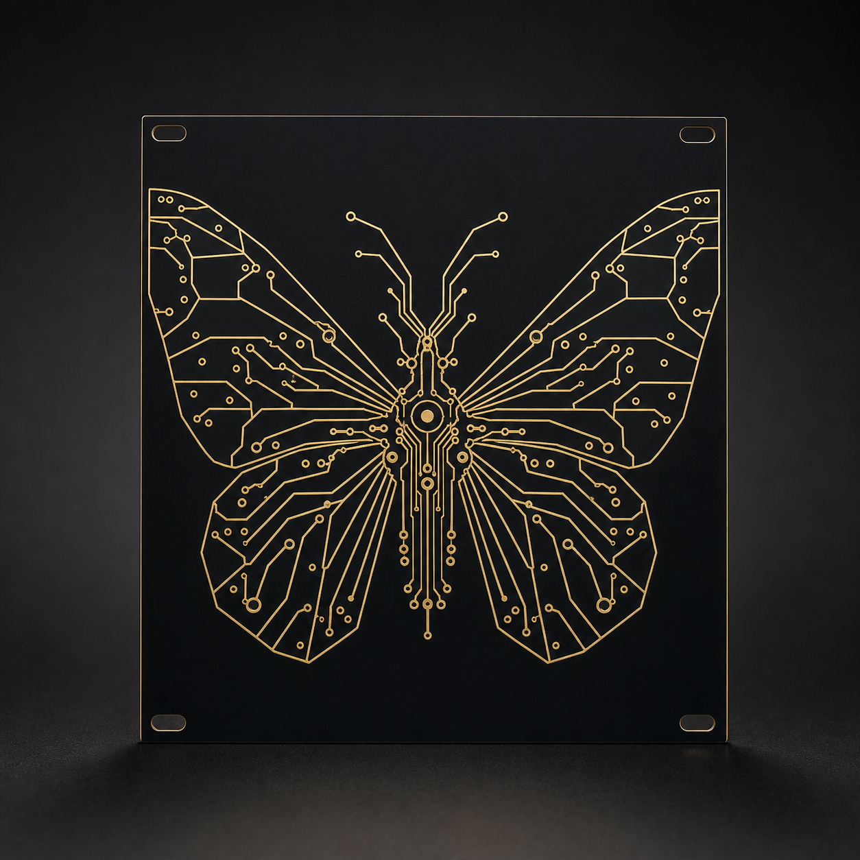 Moth Signal — 14HP Black & Gold Eurorack Blank Panel