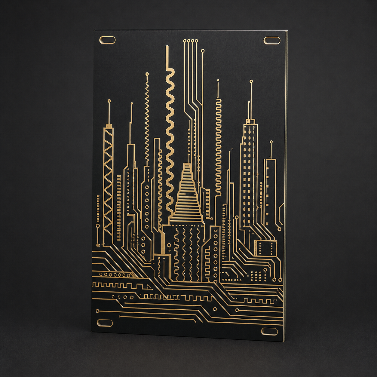 Oscillator City — 20HP Black & Gold Eurorack Blank Panel